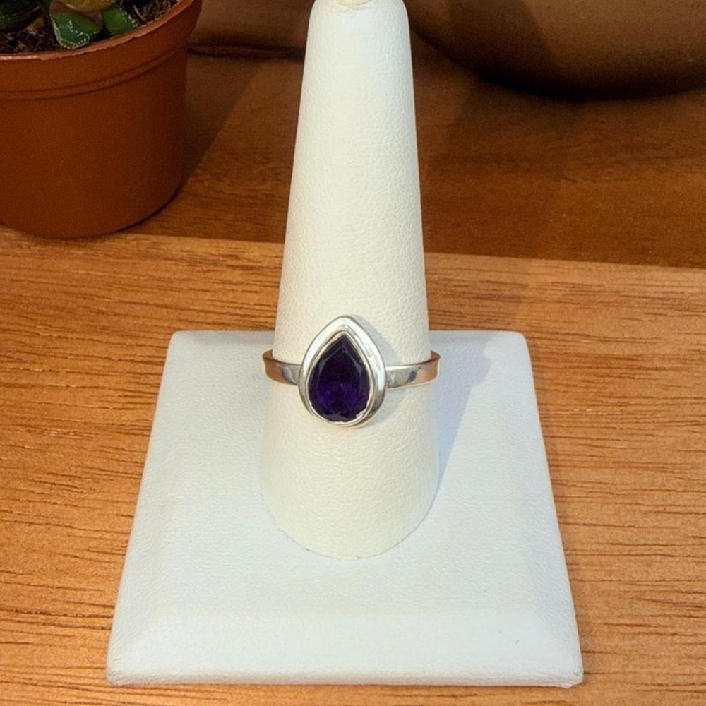 African Amethyst Ring - Size 10 - .925 Sterling Silver